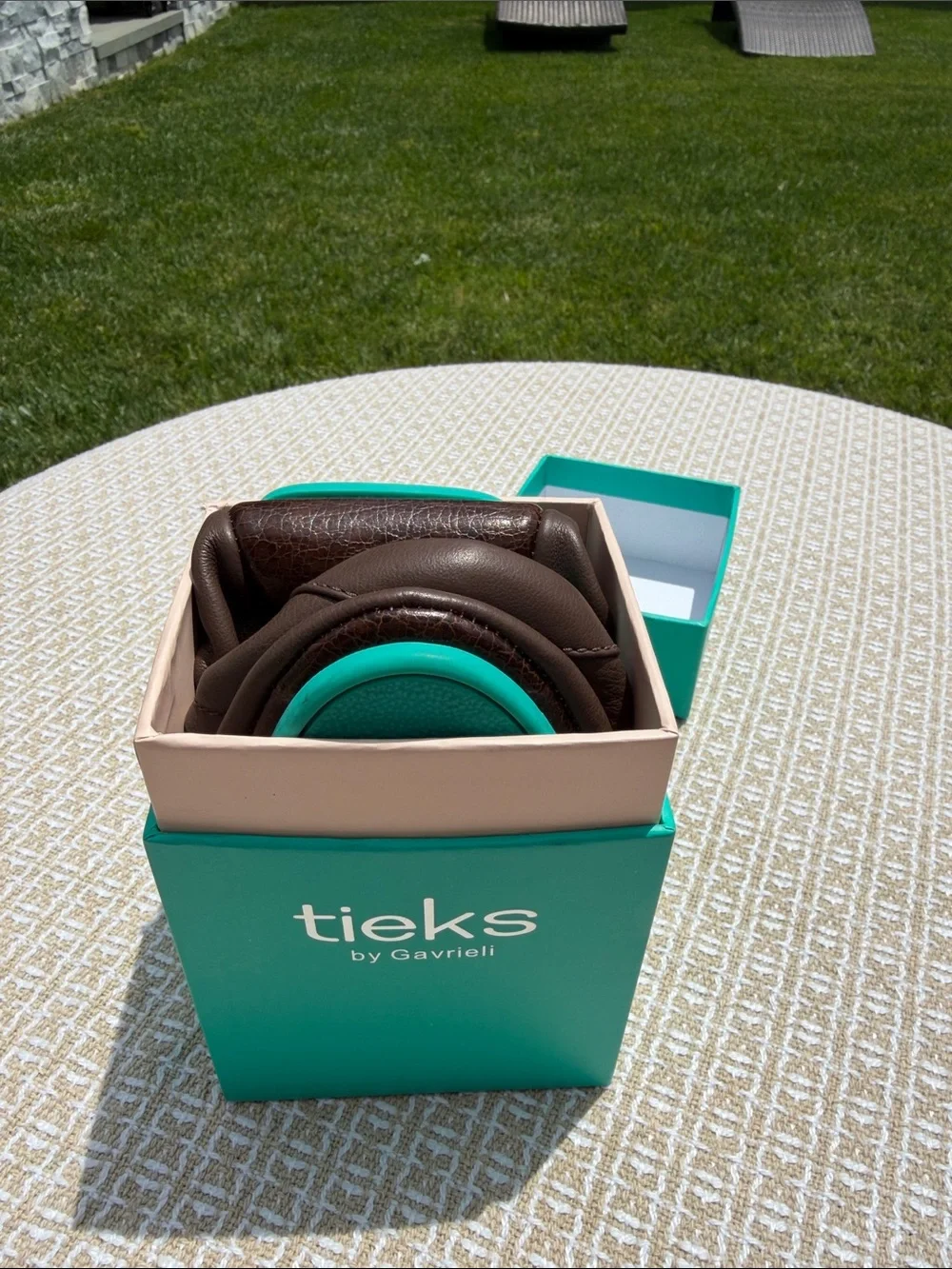 Tieks Brown Leather Ballet Flats with Teal Insole - Picture 8 of 9